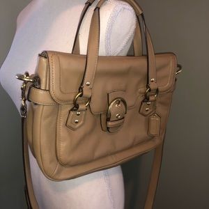 New COACH Tan camel Leather Buckle Crossbody Bag